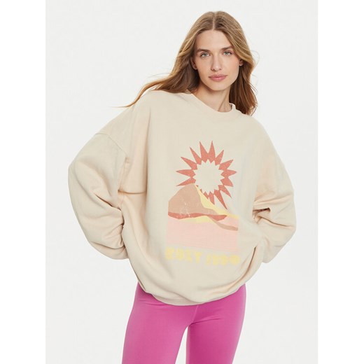 Roxy Bluza Lineup ERJFT04865 Beżowy Relaxed Fit ze sklepu MODIVO w kategorii Bluzy damskie - zdjęcie 182740137