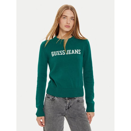 Guess Jeans Sweter W4BR10 Z3HM1 Zielony Regular Fit ze sklepu MODIVO w kategorii Swetry damskie - zdjęcie 182740276