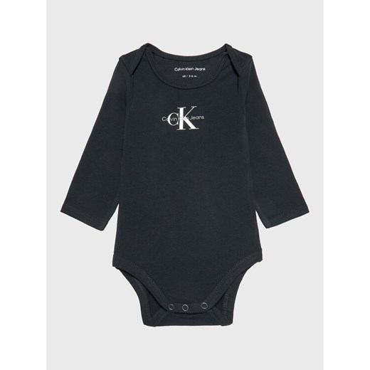 Calvin Klein Jeans Body dziecięce Monogram IN0IN00033 Czarny Regular Fit ze sklepu MODIVO w kategorii Body niemowlęce - zdjęcie 182740366