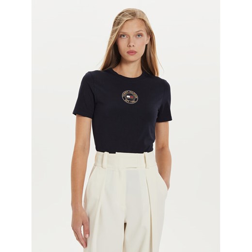 Tommy Hilfiger T-Shirt Nautical Graphic WW0WW43652 Niebieski Slim Fit ze sklepu MODIVO w kategorii Bluzki damskie - zdjęcie 182740445