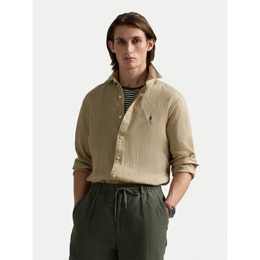 Polo Ralph Lauren Koszula 710968915003 Beżowy Slim Fit ze sklepu MODIVO w kategorii Koszule męskie - zdjęcie 182740527