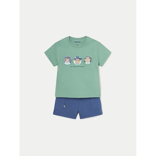 Mayoral Komplet t-shirt i spodenki 1654 Zielony Regular Fit ze sklepu MODIVO w kategorii Komplety niemowlęce - zdjęcie 182740958