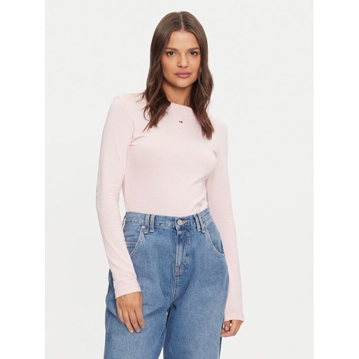 Tommy Jeans Bluzka Essential DW0DW19043 Różowy Slim Fit Tommy Jeans XXS MODIVO