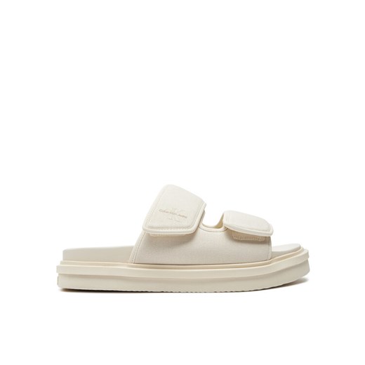 Calvin Klein Jeans Klapki Double Bar Sandal Mtl YM0YM01020 Écru 43 MODIVO