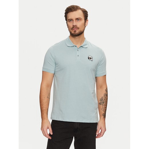 KARL LAGERFELD Polo 745710 551224 Błękitny Regular Fit ze sklepu MODIVO w kategorii T-shirty męskie - zdjęcie 182741626