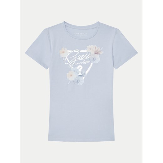 Guess T-Shirt J5RI22 K6YW4 Błękitny Regular Fit ze sklepu MODIVO w kategorii Bluzki dziewczęce - zdjęcie 182741696