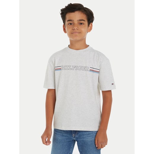 Tommy Hilfiger T-Shirt Stripe Chest KB0KB09105 Szary Regular Fit ze sklepu MODIVO w kategorii T-shirty chłopięce - zdjęcie 182742099