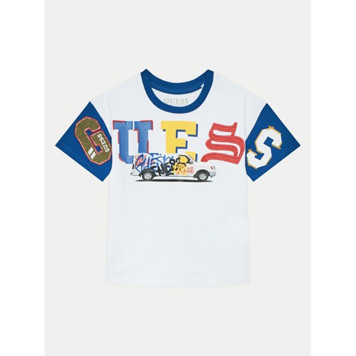 Guess T-Shirt N5RI07 KCNQ4 Biały Regular Fit ze sklepu MODIVO w kategorii Bluzki dziewczęce - zdjęcie 182742187