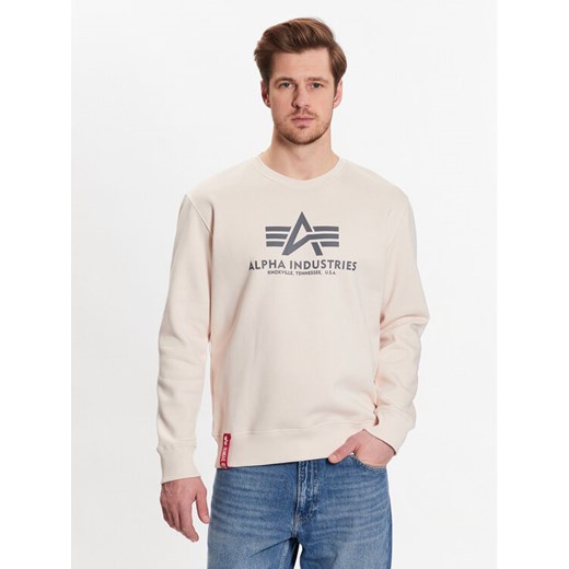 Alpha Industries Bluza Basic 178302 Écru Regular Fit ze sklepu MODIVO w kategorii Bluzy męskie - zdjęcie 182742208