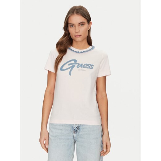 Guess T-Shirt W5GI03I3Z14 Różowy Regular Fit ze sklepu MODIVO w kategorii Bluzki damskie - zdjęcie 182742506