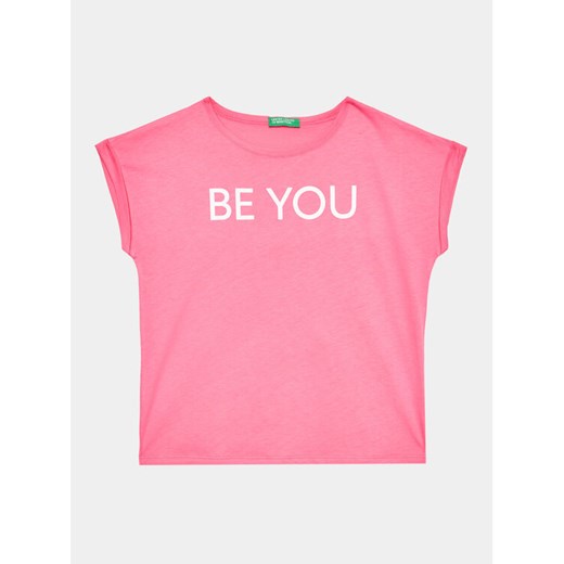 United Colors Of Benetton T-Shirt 3096C10C1 Różowy Regular Fit ze sklepu MODIVO w kategorii Bluzki dziewczęce - zdjęcie 182742615