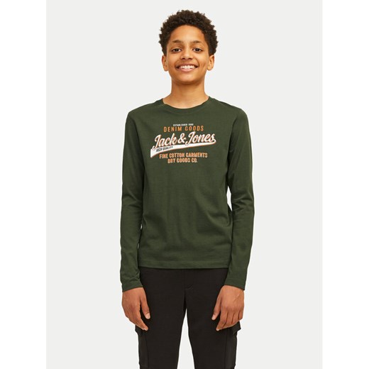 Jack&Jones Junior Bluzka Logo 12258882 Zielony Regular Fit ze sklepu MODIVO w kategorii T-shirty chłopięce - zdjęcie 182742648