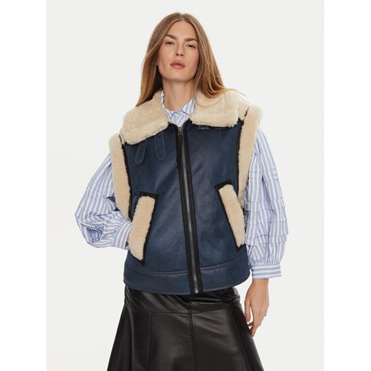 Munthe Bezrękawnik Tuppa 243150524341 Granatowy Loose Fit ze sklepu MODIVO w kategorii Kamizelki damskie - zdjęcie 182742665