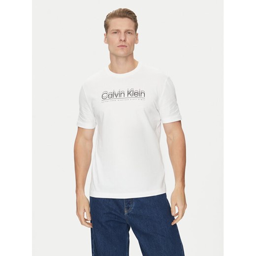 Calvin Klein T-Shirt Double Logo K10K114149 Biały Regular Fit ze sklepu MODIVO w kategorii T-shirty męskie - zdjęcie 182742675