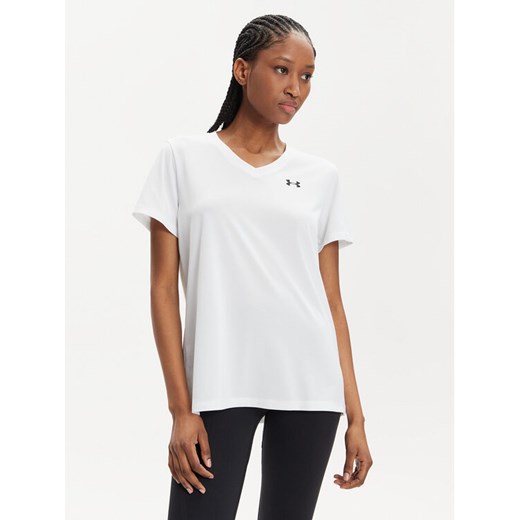 Under Armour Koszulka techniczna Tech Ssv- Solid 1384229-100 Biały Loose Fit ze sklepu MODIVO w kategorii Bluzki damskie - zdjęcie 182742758