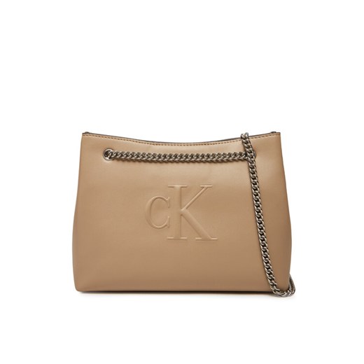 Calvin Klein Jeans Torebka Sculpted Chain Shoulder Bag LV04K3163G Beżowy ze sklepu MODIVO w kategorii Kopertówki - zdjęcie 182742846