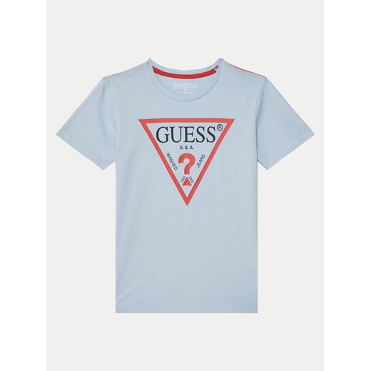 Guess T-Shirt L73I55 K8HM0 Błękitny Regular Fit ze sklepu MODIVO w kategorii T-shirty chłopięce - zdjęcie 182742858