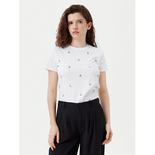 KARL LAGERFELD T-Shirt A1W17078 Biały Regular Fit ze sklepu MODIVO w kategorii Bluzki damskie - zdjęcie 182742898
