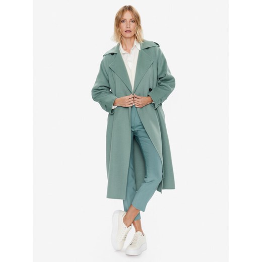 Weekend Max Mara Płaszcz wełniany Cobalto 2350110137 Zielony Regular Fit ze sklepu MODIVO w kategorii Płaszcze damskie - zdjęcie 182742988