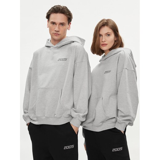 2005 Bluza Unisex Basic Hoodie Szary Relaxed Fit ze sklepu MODIVO w kategorii Bluzy męskie - zdjęcie 182743029