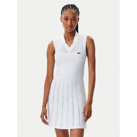 Lacoste Sukienka tenisowa EF0615 Biały Slim Fit ze sklepu MODIVO w kategorii Sukienki - zdjęcie 182743037