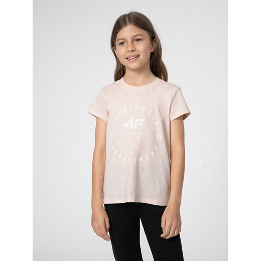 4F T-Shirt 4FJSS23TTSHF280 Beżowy Regular Fit ze sklepu MODIVO w kategorii Bluzki dziewczęce - zdjęcie 182743136