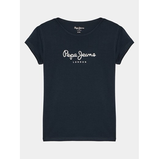 Pepe Jeans T-Shirt Hana Glitter PG503064 Granatowy Slim Fit ze sklepu MODIVO w kategorii Bluzki dziewczęce - zdjęcie 182743196