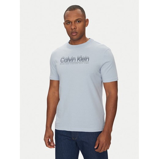 Calvin Klein T-Shirt Double Logo K10K114149 Błękitny Regular Fit ze sklepu MODIVO w kategorii T-shirty męskie - zdjęcie 182743305