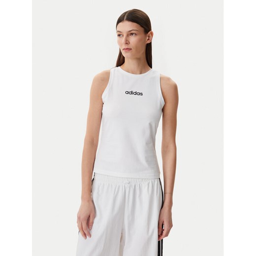 adidas Top Essentials Linear JC5799 Biały Slim Fit ze sklepu MODIVO w kategorii Bluzki damskie - zdjęcie 182743449