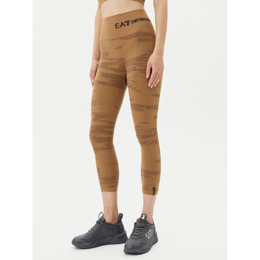 EA7 Emporio Armani Legginsy 7W000518 AF13714 U6054 Brązowy Slim Fit ze sklepu MODIVO w kategorii Spodnie damskie - zdjęcie 182743488