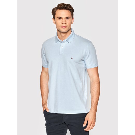Tommy Hilfiger Polo 1985 MW0MW17770 Błękitny Regular Fit ze sklepu MODIVO w kategorii T-shirty męskie - zdjęcie 182743749