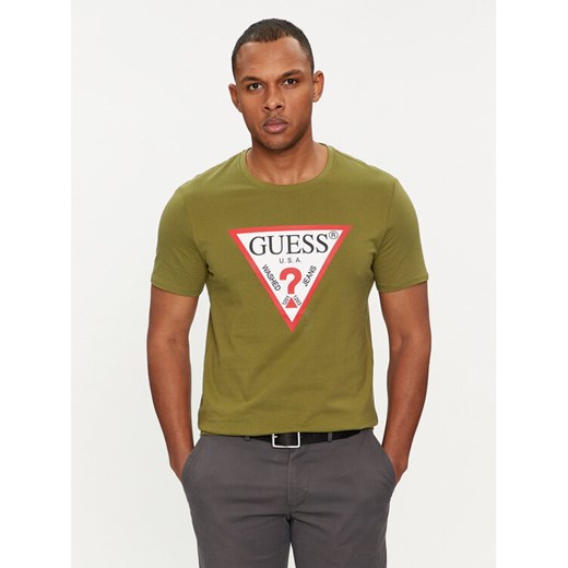 Guess T-Shirt Logo M2YI71 I3Z14 Zielony Slim Fit ze sklepu MODIVO w kategorii T-shirty męskie - zdjęcie 182743918