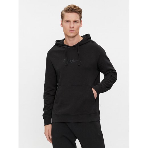 Pepe Jeans Bluza Joe Hoodie PM582573 Czarny Regular Fit ze sklepu MODIVO w kategorii Bluzy męskie - zdjęcie 182744086