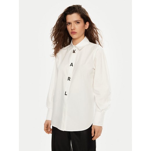 KARL LAGERFELD Koszula A1W11026 Biały Regular Fit ze sklepu MODIVO w kategorii Koszule damskie - zdjęcie 182744215
