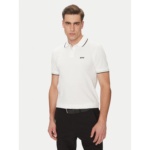 BOSS Polo Paul 50506193 Beżowy Slim Fit ze sklepu MODIVO w kategorii T-shirty męskie - zdjęcie 182744248