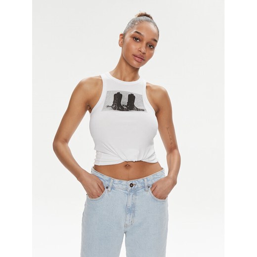 Hugo Top Classic 50508634 Biały Slim Fit ze sklepu MODIVO w kategorii Bluzki damskie - zdjęcie 182744365