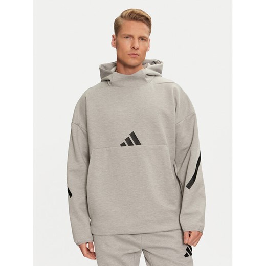 adidas Bluza Z.N.E. JE3070 Szary Loose Fit ze sklepu MODIVO w kategorii Bluzy męskie - zdjęcie 182744479