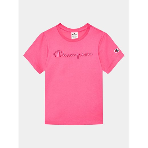 Champion T-Shirt 404632 Różowy Regular Fit ze sklepu MODIVO w kategorii Bluzki dziewczęce - zdjęcie 182744739