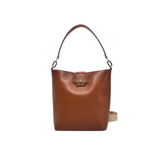Tommy Hilfiger Torebka Heritage Leather Bucket Burn AW0AW17397 Brązowy ze sklepu MODIVO w kategorii Torebki damskie - zdjęcie 182744915