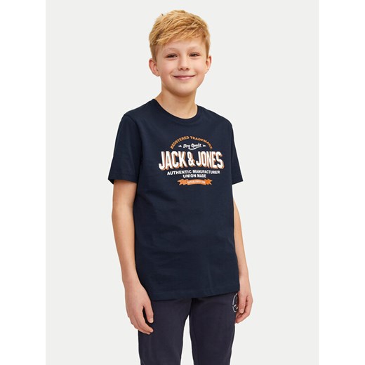 Jack&Jones Junior T-Shirt Logo 12258877 Granatowy Regular Fit ze sklepu MODIVO w kategorii T-shirty chłopięce - zdjęcie 182745185