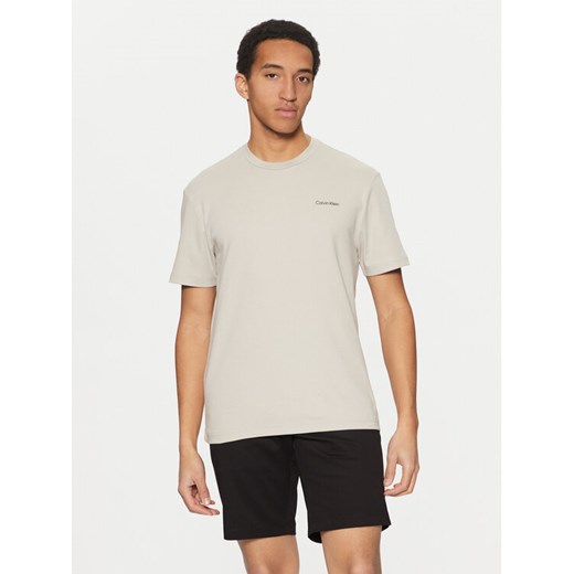 Calvin Klein T-Shirt Micro Logo K10K109894 Beżowy Regular Fit ze sklepu MODIVO w kategorii T-shirty męskie - zdjęcie 182745357