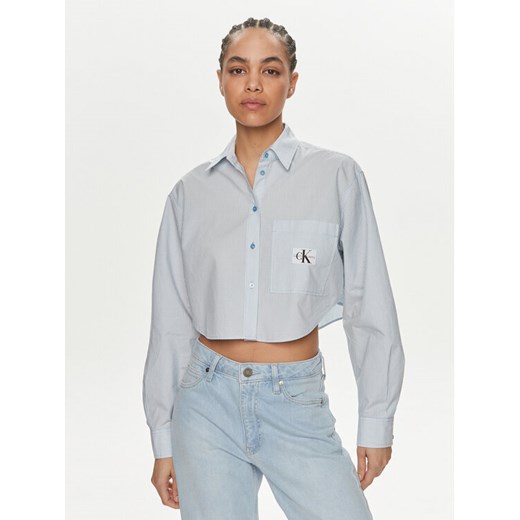 Calvin Klein Jeans Koszula J20J222614 Niebieski Cropped Fit L MODIVO