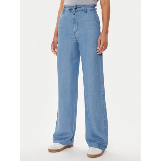 United Colors Of Benetton Spodnie materiałowe 4KHNDF065 Niebieski Relaxed Fit ze sklepu MODIVO w kategorii Spodnie damskie - zdjęcie 182745466