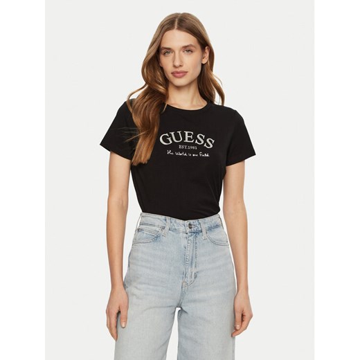 Guess T-Shirt V5RI16 J1314 Czarny Shirt Fit ze sklepu MODIVO w kategorii Bluzki damskie - zdjęcie 182745535