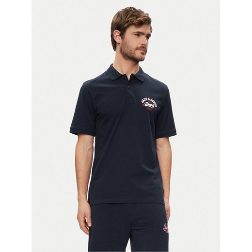 Jack&Jones Polo Logo 12246692 Granatowy Standard Fit ze sklepu MODIVO w kategorii T-shirty męskie - zdjęcie 182745597