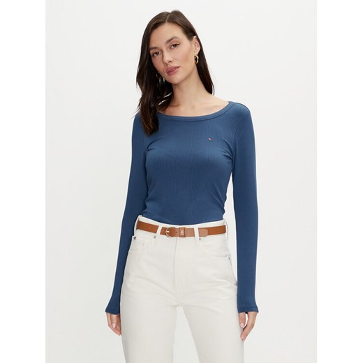 Tommy Hilfiger Bluzka WW0WW38869 Niebieski Slim Fit ze sklepu MODIVO w kategorii Bluzki damskie - zdjęcie 182745798