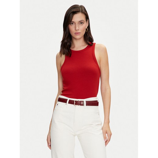 Tommy Hilfiger Top WW0WW38635 Czerwony Slim Fit ze sklepu MODIVO w kategorii Bluzki damskie - zdjęcie 182745806