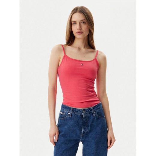 Tommy Jeans Top Essential DW0DW20675 Różowy Slim Fit ze sklepu MODIVO w kategorii Bluzki damskie - zdjęcie 182745965