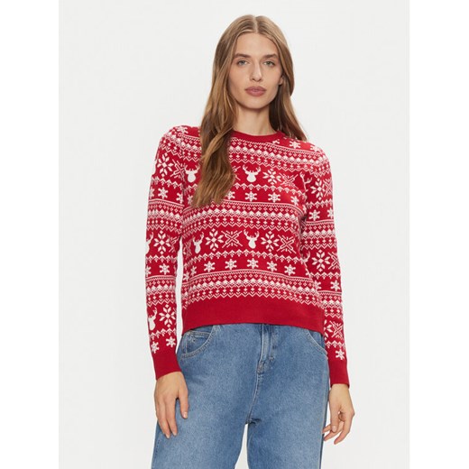 ONLY Sweter Xmas Winter 15327601 Czerwony Regular Fit ze sklepu MODIVO w kategorii Swetry damskie - zdjęcie 182746085