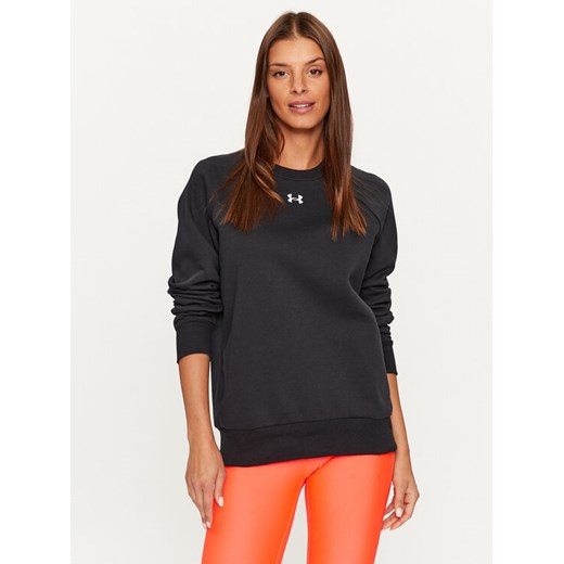 Under Armour Bluza Ua Rival Fleece Crew 1379508 Czarny Loose Fit ze sklepu MODIVO w kategorii Bluzy damskie - zdjęcie 182746298